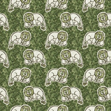 Bebek odası dekorasyonu için şirin bir safari aslanı deseni. Kusursuz kürksüz yeşil desenli cinsiyet nötr iz tasarımı. 