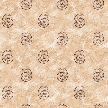 Yeşil el, ammonit fosilini dikişsiz desen olarak çizdi. Cinsiyet Tarafsız Jurasik siluet. Müze, neslin tükenmesi ve tekstil tasarımı için ev dekorasyonu. 