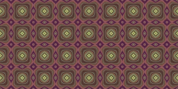 Earthy colours retro sixties geometric seamless border pattern in variegated brown tone. Modern vintage geo woven textile linen edging trim. Vintage ribbon banner. — Stock Photo, Image