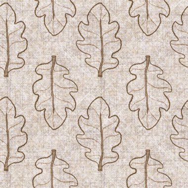 Botanik yaprakları, el işi, keten desenli. Yastık fırlatmak için organik yaprak doğal ses tonu, yumuşak mobilya. Modern sepia ev dekorasyonu. 