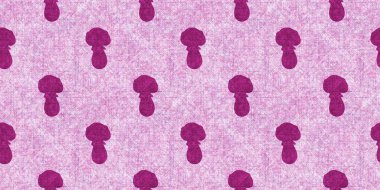 Mantar pembesi kumaş dokusu kenarı etkisi. Kanvas sonbahar kurdelesi için kusursuz örülmüş orman mantarı dekoratif baskısı.