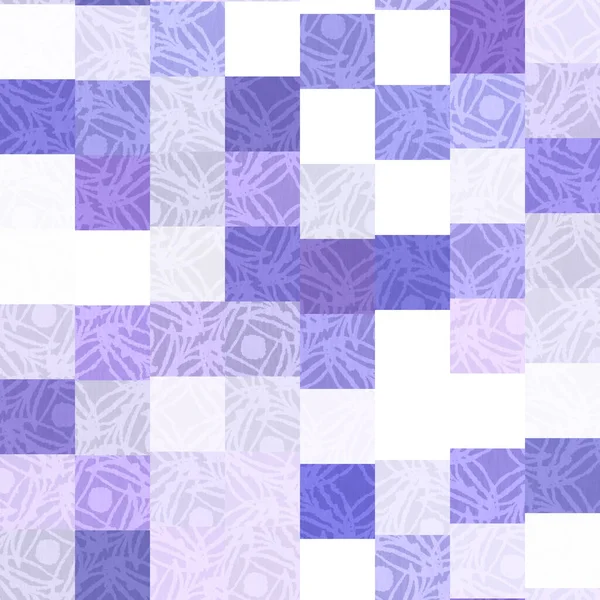 Véletlenszerű foltozás lila mozaik pixel rács zökkenőmentes minta. Modern geometrikus négyzet alakú csempe trend textúra. Az év színe 2022 rácsos háttér. Kiváló minőségű jpg raszter csempe. — Stock Fotó