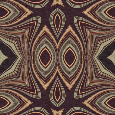 Topraksı renkler altmışlı yılların geometrik pürüzsüz desenli kahverengi tonlarında. Modern vintage geo dokuması tekstil keten mozaik efekti tekrar fayans. 