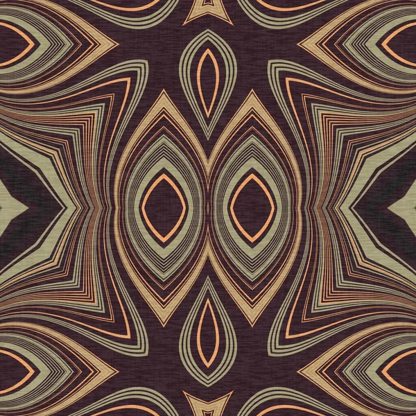 Topraksı renkler altmışlı yılların geometrik pürüzsüz desenli kahverengi tonlarında. Modern vintage geo dokuması tekstil keten mozaik efekti tekrar fayans. 