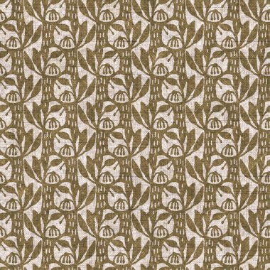 Sepia nötr botanik yaprak dikişsiz keten deseni. Yastık fırlatmak ve mobilya yapmak için organik doğal ton yeşilliği tasarımı. Modern bej kahverengi nötr ev dekorasyonu tekstil kumaşı.