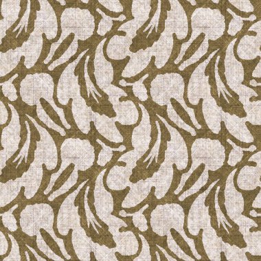 Sepia nötr botanik yaprak dikişsiz keten deseni. Yastık fırlatmak ve mobilya yapmak için organik doğal ton yeşilliği tasarımı. Modern bej kahverengi nötr ev dekorasyonu tekstil kumaşı.
