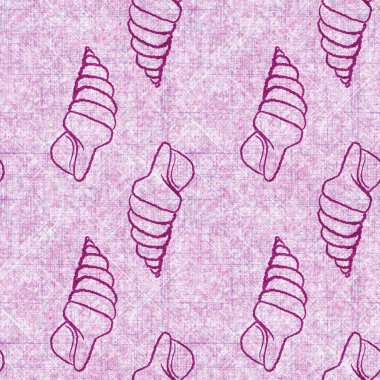 Deniz kabuğu dikişsiz, el yapımı keten desenli. Organik deniz yaşamı, yumuşak mobilya ve yastık fırlatmak için ton tasarımı üzerine doğal bir ton. Modern pembe okyanus ev dekorasyonu.