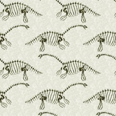 Yeşil plesiosaur dinozor fosil kemikleri dikişsiz desen. Bebek odası için cinsiyet olarak Tarafsız Jurasik siluet. Müze, nesli tükenme ve tekstil tasarımı için cinsiyet ayrımı yapılmamış ev dekorasyonu. 