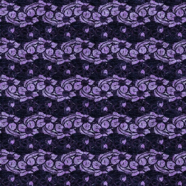 Floral bloom seamless hand drawn linen style pattern. Organic flower natural tone on tone design for throw pillow, soft furnishing. Modern purple home decor. — Fotografia de Stock