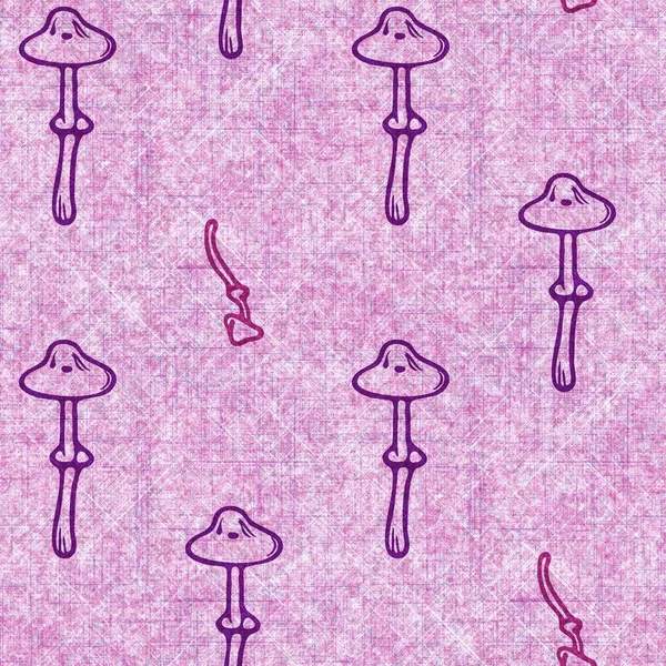Mantar pembesi kumaş dokusu deseni. Kusursuz örülmüş orman mantarı dekoru desenli tuval sonbaharı. .