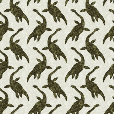 Yeşil el plesiosaur dinazorunu kusursuz şekilde çizdi. Bebek yuvası için cinsiyet Nötr Jurasik fosil silueti. Müze, nesli tükenme ve tekstil tasarımı için cinsiyet ayrımı yapılmamış ev dekorasyonu. 