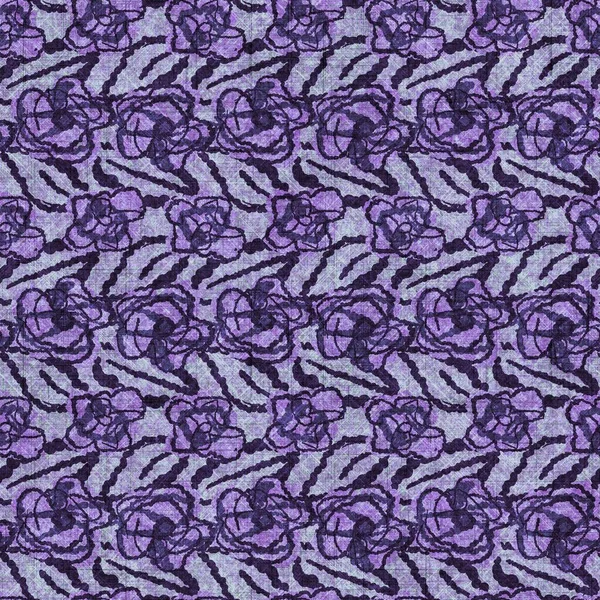 Floral bloom seamless hand drawn linen style pattern. Organic flower natural tone on tone design for throw pillow, soft furnishing. Modern purple home decor. —  Fotos de Stock