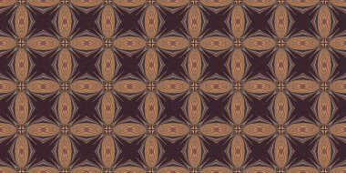 Topraksı renkler 60 'ların gerisinde geometrik, pürüzsüz sınır deseni, kahverengi tonda. Modern vintage jeo dokuma kumaş kenar süslemesi. Klasik kurdele pankartı. 