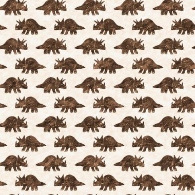 El çizimi Triceratops dinozor pürüzsüz desen. Bebek yuvası için cinsiyet Nötr Jurasik fosil silueti. Müze, nesli tükenme ve tekstil tasarımı için cinsiyet ayrımı yapılmamış ev dekorasyonu. 