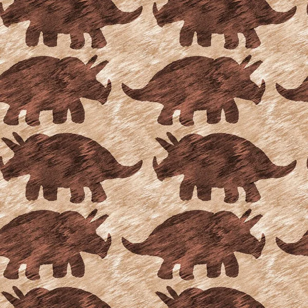 Hand drawn triceratops dinosaur seamless pattern. Gender Neutral Jurassic fossil silhouette for baby nursery. Gender neutral home decor for museum, excintion and textile design. — стоковое фото