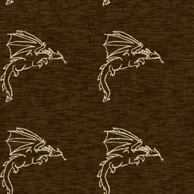 Ejderha keten etkisinin dokusu pürüzsüz. Fantezi peri masalı çocuk odası dekoru için dokunmuş efsanevi bir canavar. Çocuklar için dekoratif duvar kağıdı baskısı. 