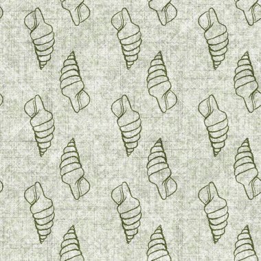 Deniz kabuğu dikişsiz, el yapımı keten desenli. Organik deniz yaşamı, yumuşak mobilya ve yastık fırlatmak için ton tasarımı üzerine doğal bir ton. Modern yeşil okyanus ev dekorasyonu.