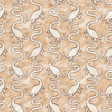 Kahverengi el plesiosaur dinazorunu kusursuz şekilde çizmiş. Bebek yuvası için cinsiyet Nötr Jurasik fosil silueti. Müze, nesli tükenme ve tekstil tasarımı için cinsiyet ayrımı yapılmamış ev dekorasyonu. 