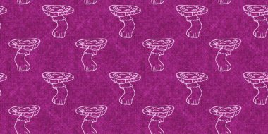 Mantar pembesi kumaş dokusu kenarı etkisi. Kanvas sonbahar kurdelesi için kusursuz örülmüş orman mantarı dekoratif baskısı.