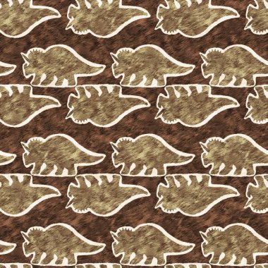 El çizimi Triceratops dinozor pürüzsüz desen. Bebek yuvası için cinsiyet Nötr Jurasik fosil silueti. Müze, nesli tükenme ve tekstil tasarımı için cinsiyet ayrımı yapılmamış ev dekorasyonu. 