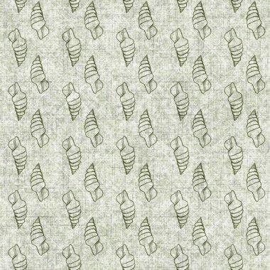 Deniz kabuğu dikişsiz, el yapımı keten desenli. Organik deniz yaşamı, yumuşak mobilya ve yastık fırlatmak için ton tasarımı üzerine doğal bir ton. Modern yeşil okyanus ev dekorasyonu.