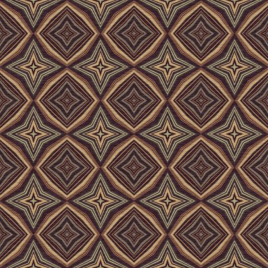 Topraksı renkler altmışlı yılların geometrik pürüzsüz desenli kahverengi tonlarında. Modern vintage geo dokuması tekstil keten mozaik efekti tekrar fayans. 
