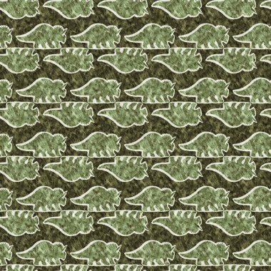 Yeşil el triceratops dinozor deseni çizdi. Bebek yuvası için cinsiyet Nötr Jurasik fosil silueti. Müze, nesli tükenme ve tekstil tasarımı için cinsiyet ayrımı yapılmamış ev dekorasyonu. 