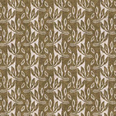 Sepia nötr botanik yaprak dikişsiz keten deseni. Yastık fırlatmak ve mobilya yapmak için organik doğal ton yeşilliği tasarımı. Modern bej kahverengi nötr ev dekorasyonu tekstil kumaşı.