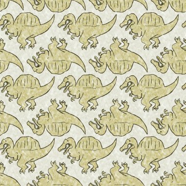 Yeşil el, Spinosaurus dinazorunu kusursuz şekilde çizdi. Bebek yuvası için cinsiyet Nötr Jurasik fosil silueti. Müze, neslin tükenmesi ve tekstil tasarımı için ev dekorasyonu. 