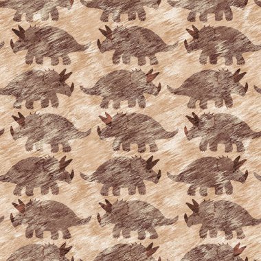 El çizimi Triceratops dinozor pürüzsüz desen. Bebek yuvası için cinsiyet Nötr Jurasik fosil silueti. Müze, excintion ve tekstil tasarımı için cinsiyet ayrımı yapılmamış ev dekorasyonu. 