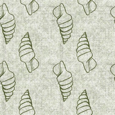 Deniz kabuğu dikişsiz, el yapımı keten desenli. Organik deniz yaşamı, yumuşak mobilya ve yastık fırlatmak için ton tasarımı üzerine doğal bir ton. Modern yeşil okyanus ev dekorasyonu.