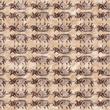 Kahverengi el triceratops dinozor desenli. Bebek yuvası için cinsiyet Nötr Jurasik fosil silueti. Müze, nesli tükenme ve tekstil tasarımı için cinsiyet ayrımı yapılmamış ev dekorasyonu. 