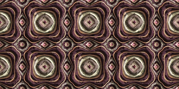 Γήινα χρώματα αντίκες victorian γεωμετρικό αδιάλειπτη μοτίβο των συνόρων σε ποικίλο καφέ τόνο. Σύγχρονη vintage geo υφαντά υφάσματα λινό μπορντούρα. Πανό με κορδέλα. — Φωτογραφία Αρχείου