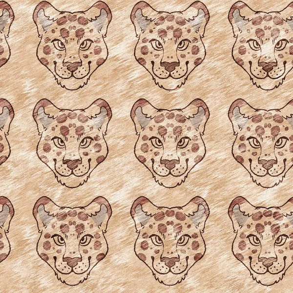 Leuke safari luipaard wild dier patroon voor baby 's kamer decor. Naadloze grote kat harige bruine textuur gender neutrale print ontwerp. — Stockfoto