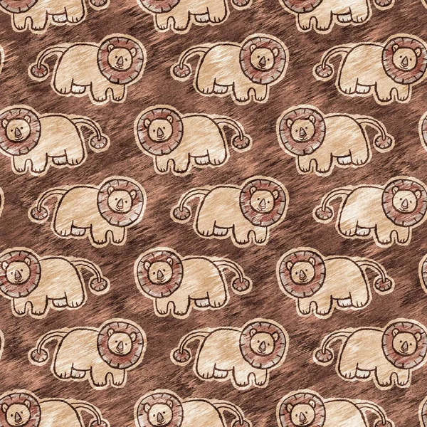Cute safari wild lion animal pattern for babies room decor. Seamless furry brown textured gender neutral print design. — стоковое фото