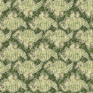 Yeşil el, Spinosaurus dinazorunu kusursuz şekilde çizdi. Bebek yuvası için cinsiyet Nötr Jurasik fosil silueti. Müze, neslin tükenmesi ve tekstil tasarımı için ev dekorasyonu. 