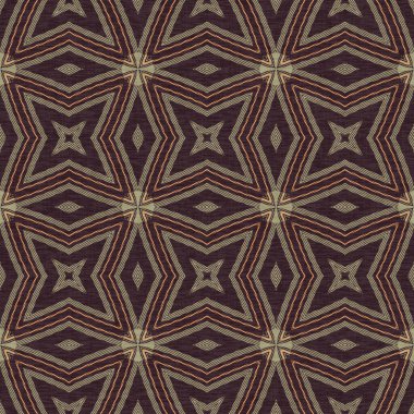 Topraksı renkler altmışlı yılların geometrik pürüzsüz desenli kahverengi tonlarında. Modern vintage geo dokuması tekstil keten mozaik efekti tekrar fayans. 