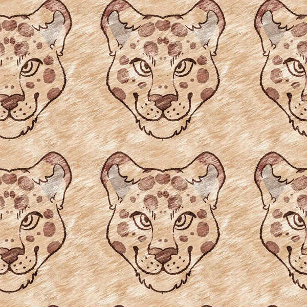 Χαριτωμένο σαφάρι λεοπάρδαλη μοτίβο άγρια ζώα για μωρά διακόσμηση δωματίου. Απρόσκοπτη μεγάλη γάτα μαλλιαρή καφέ υφή ουδέτερο σχέδιο εκτύπωσης φύλου. — Φωτογραφία Αρχείου