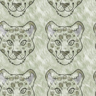 Bebek odası dekorasyonu için şirin safari leoparı vahşi hayvan deseni. Kusursuz kürksüz yeşil desenli cinsiyet nötr iz tasarımı. 