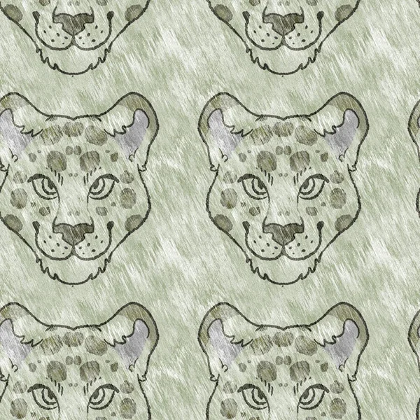 Cute safari leopard wild animal pattern for babies room decor. Seamless furry green textured gender neutral print design. — Foto Stock