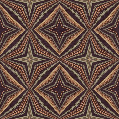 Topraksı renkler altmışlı yılların geometrik pürüzsüz desenli kahverengi tonlarında. Modern vintage geo dokuması tekstil keten mozaik efekti tekrar fayans. 