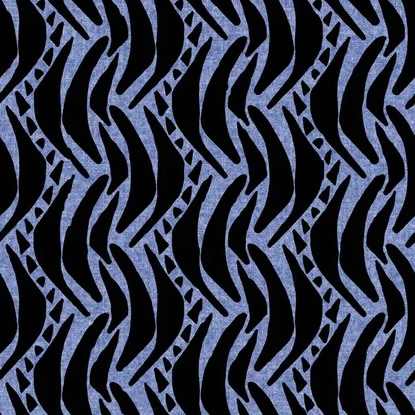 Geometrisches Leinwandmaterial im Denim-Stil mit nahtlosem Texturmaterial. Maskuline Jeans Blue Style gefärbtes Muster. Verblasstes Indigo abstrakt gedrucktes Muster Fliese Swatch. — Stockfoto