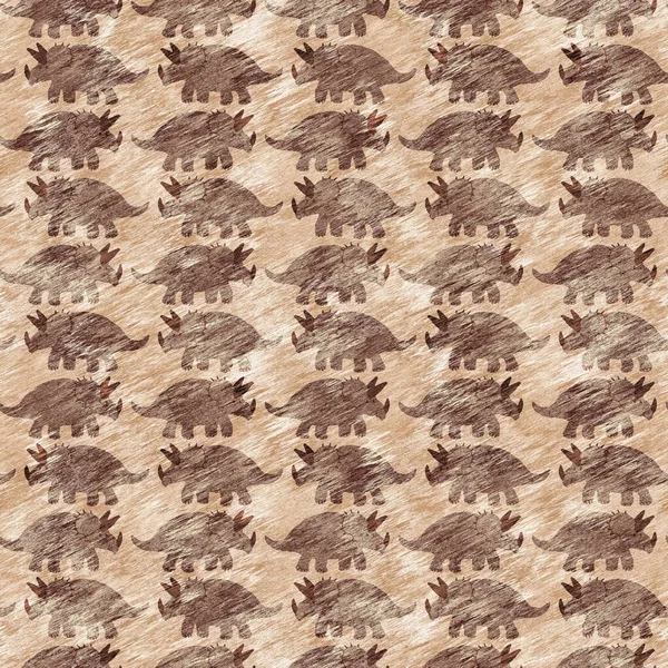 Hand drawn triceratops dinosaur seamless pattern. Gender Neutral Jurassic fossil silhouette for baby nursery. Gender neutral home decor for museum, excintion and textile design. — стоковое фото