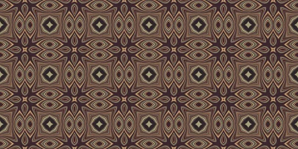 土色复古六十年代几何无缝边框图案在不同的褐色色调。现代老式地理编织纺织品剪裁.复古彩带横幅. — 图库照片