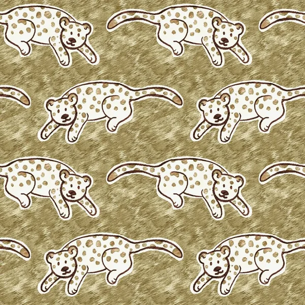 Χαριτωμένο Σαφάρι Άγρια Λεοπάρδαλη Μοτίβο Των Ζώων Για Μωρά Διακόσμηση — Φωτογραφία Αρχείου