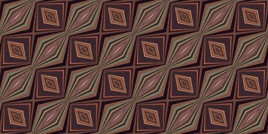 Topraksı renkler 60 'ların gerisinde geometrik, pürüzsüz sınır deseni, kahverengi tonda. Modern vintage jeo dokuma kumaş kenar süslemesi. Klasik kurdele pankartı