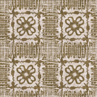 Sepia nötr botanik yaprak dikişsiz keten deseni. Yastık fırlatmak ve mobilya yapmak için organik doğal ton yeşilliği tasarımı. Modern bej kahverengi nötr ev dekorasyonu tekstil kumaşı