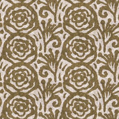 Sepia nötr botanik yaprak dikişsiz keten deseni. Yastık fırlatmak ve mobilya yapmak için organik doğal ton yeşilliği tasarımı. Modern bej kahverengi nötr ev dekorasyonu tekstil kumaşı