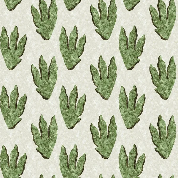 Green Hand Drawn Dinosaur Foot Print Seamless Pattern Gender Neutral — Zdjęcie stockowe