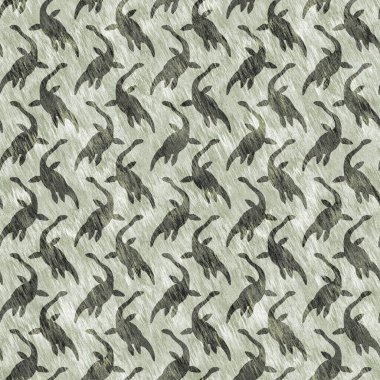 Kahverengi el plesiosaur dinazorunu kusursuz şekilde çizmiş. Bebek yuvası için cinsiyet Nötr Jurasik fosil silueti. Müze, nesli tükenme ve tekstil tasarımı için cinsiyet ayrımı yapılmamış ev dekorasyonu